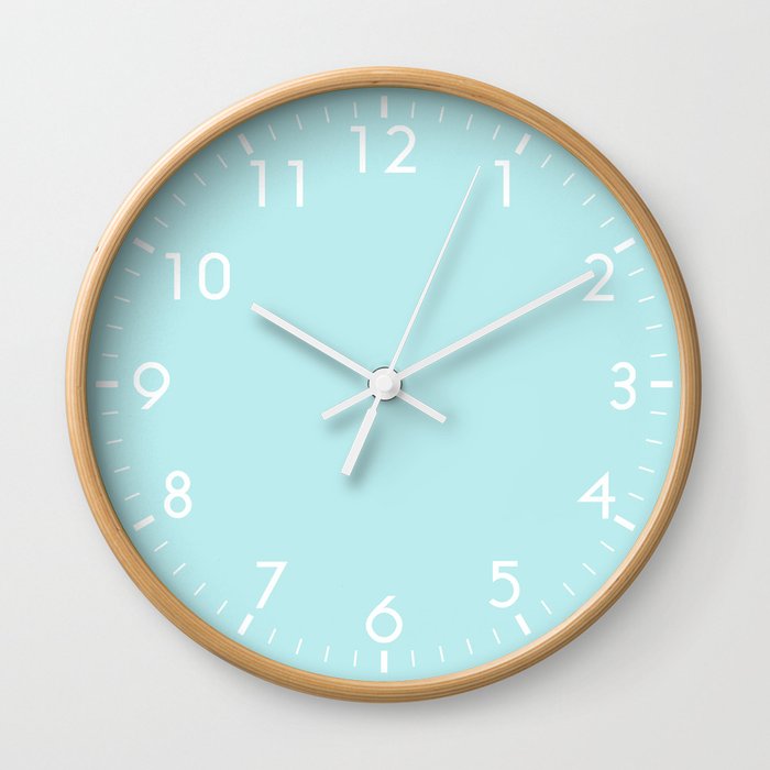 Pastel Turquoise Blue Solid Color Block Spring Summer Wall Clock