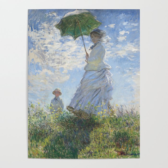 Woman with a Parasol, Madame Monet and Her Son (1875) by Claude Monet Poster