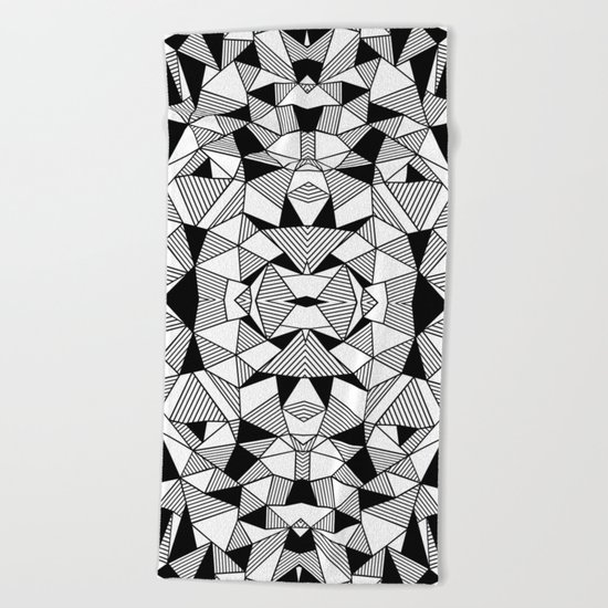 Ab Lines Tile with Black Blocks Beach Towel