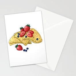 delicious pancakes with strawberries and blueberries Stationery Card