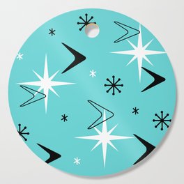 Vintage 1950s Boomerangs and Stars Turquoise Cutting Board