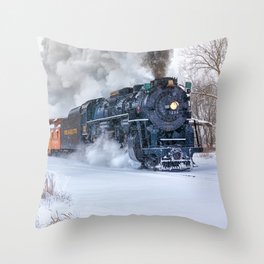 North Pole Express Train (Steam engine Pere Marquette 1225) Throw Pillow