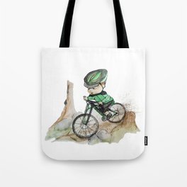 Mountain Biker Boy Tote Bag