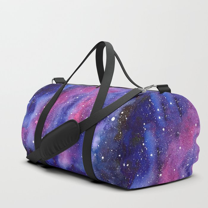 Watercolor Galaxy Nebula Pink Purple Sky Stars Duffle Bag