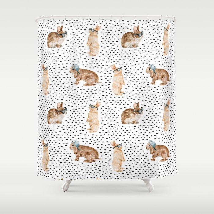 Hipster Bunny Shower Curtain
