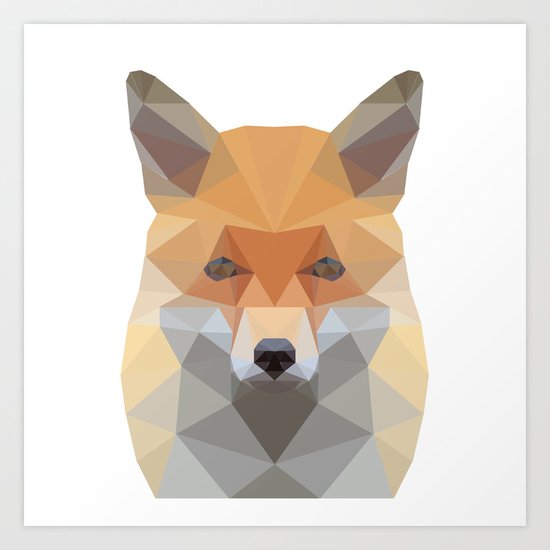 Fox Abstract Low Poly Art Print
