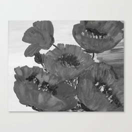 Black white poppies Canvas Print
