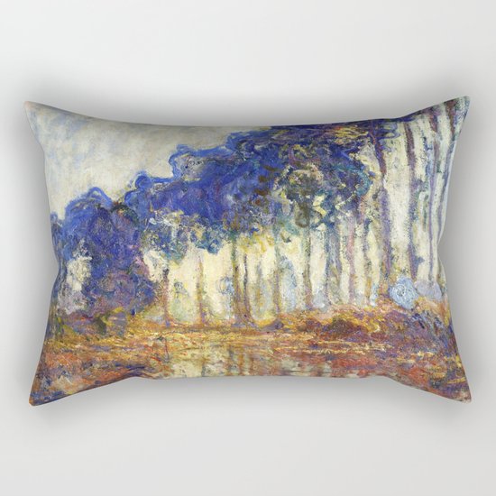 Poplars on the Bank of the Epte River by Claude Monet Rectangular Pillow