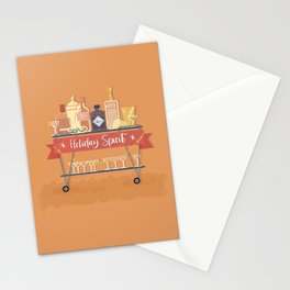 Christmas Spirit Retro Home Bar with Cocktails orange / tangerine Stationery Card