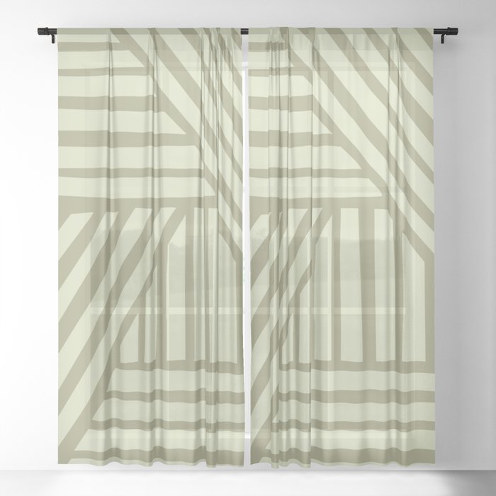 Abstract Shapes 219 in Sage green shades Sheer Curtain