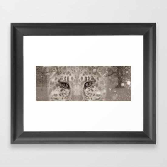 Snow Leopard night Framed Art Print