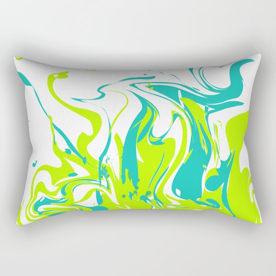 Green with turquoise blue abstraction on white background . Rectangular Pillow