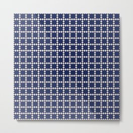 Geometric retro navy blue pattern Metal Print