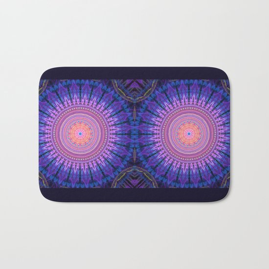 Scratchy mandala with tribal patterns and little flowers Bath Mat