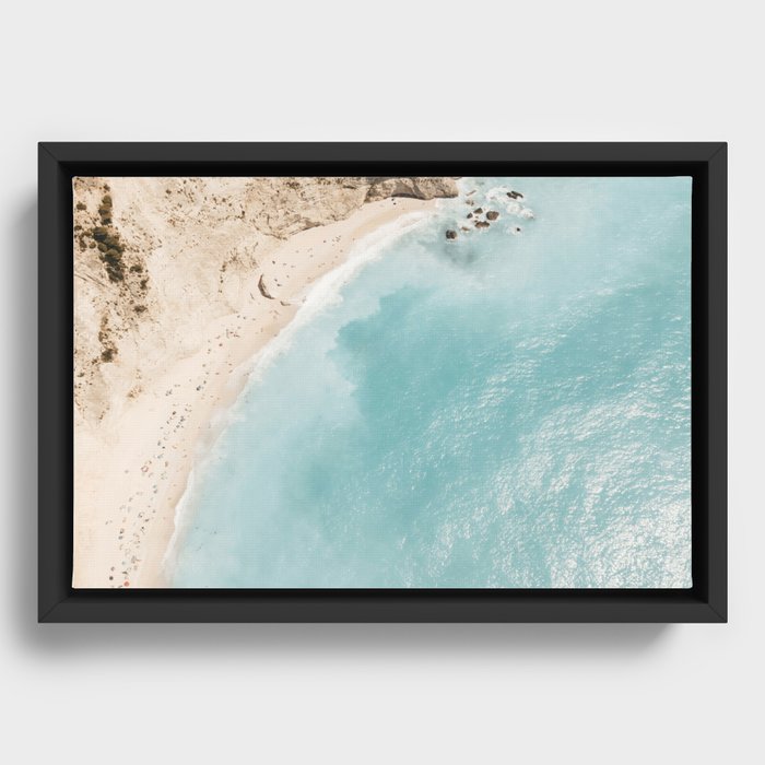 Aerial Beach Print, Beach Photography, Emerald Turquoise Ocean Beach Photography, Ocean Waves Poster, Beach Art Poster, Home Decor Art Print Framed Canvas