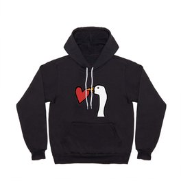 Gaming Goose Stealing a Heart on Valentines Day Portrait Hoody