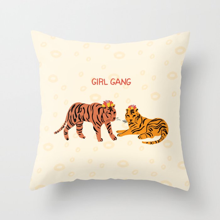 girl gang Throw Pillow