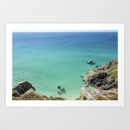 Idyllic South Cornish Coast on a beautiful June Morning. Art Print | Clear, Coastline, Digital, Paradise, Pednvounder, Idyllic, Blue, Cove, Beach, Kernow 