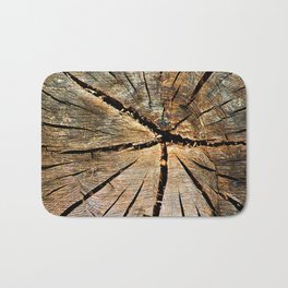 Cross-section Old Pine Tree Trunk Organic Wood Texture Bath Mat | Old, Weathered, Textured, Rough, Broken, Texture, Stump, Pinetree, Photo, Wood 