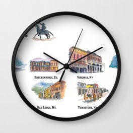 USA Wild West Towns Main Streets - Telluride, Breckenridge, Aspen & Co. Wall Clock