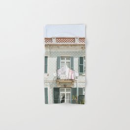 Laundry Day in Sintra | Tiled House in Portugal Art print | Street Travel Photography in Soft Pastel Colors Hand & Bath Towel