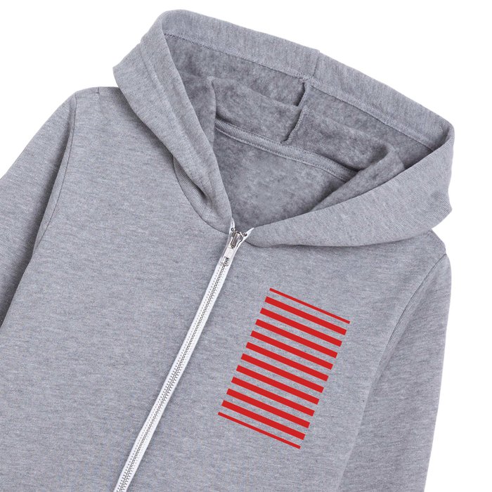 Red And White Summer Modern Stripes Collection Kids Zip Hoodie