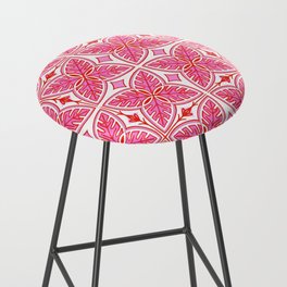 Pink and White Retro Tropical Monstera Leaves Bar Stool