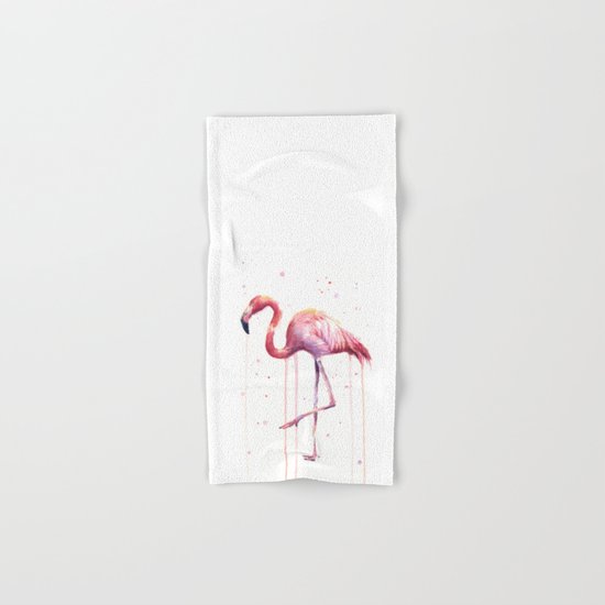 Flamingo Watercolor Tropical Birds Animal Painting Hand & Bath Towel