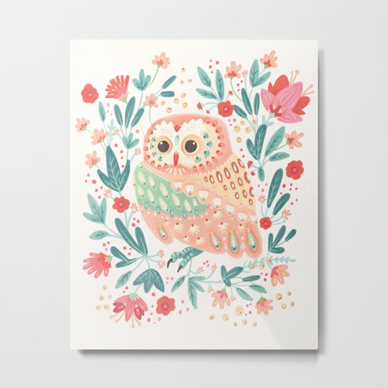 Little Pink Owl Metal Print