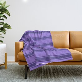 [ Thumbnail: Purple and Dark Slate Blue Colored Pattern of Stripes Throw Blanket ]