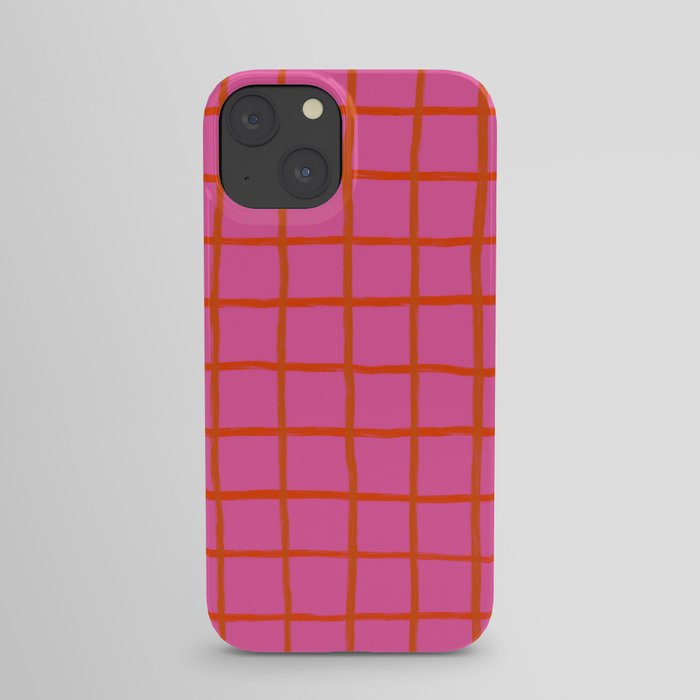 Cheerful Red + Pink Checkered Plaid iPhone Case