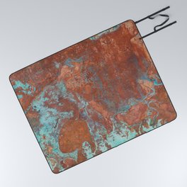 Tarnished Metal Copper Texture - Natural Marbling Industrial Art Picnic Blanket