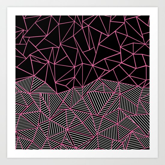 Ab Half an Half Black and Pink Art Print