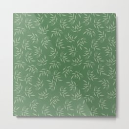 Leaves pattern - Green Metal Print