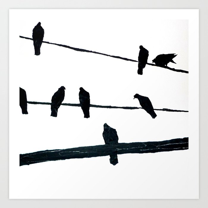Birds On A Wire Art Print By Kaythestertape Society6