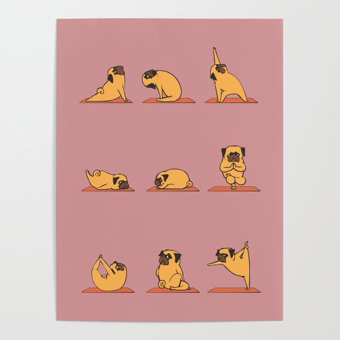 Pug Yoga In Pink Poster
