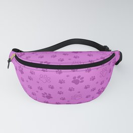 Dog Paw pattern in Orchid Color Background, Gift for dogs and cats lover in Shades of Orchid Fanny Pack