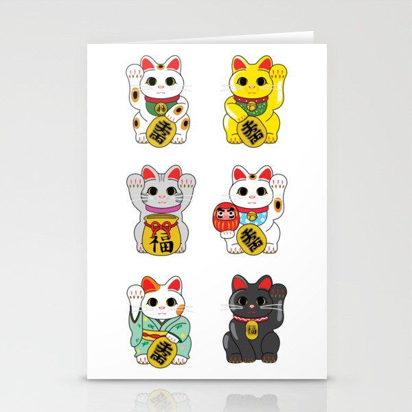 Lucky Cat / Maneki Neko Stationery Cards