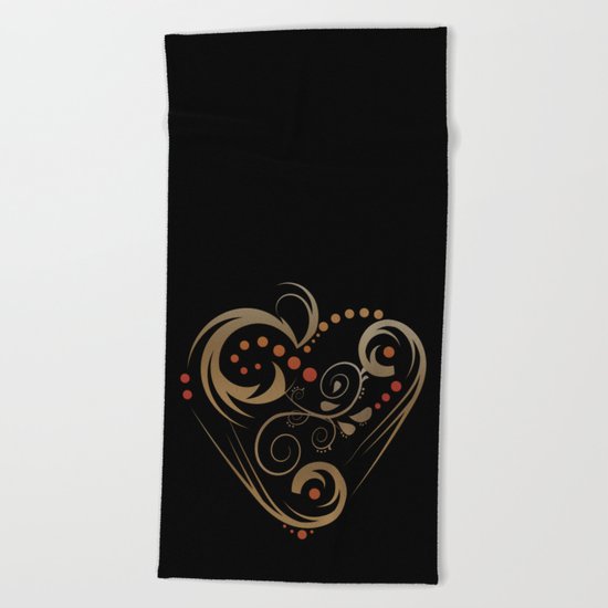 GOLDEN HEART (valentine art deco abstract love) Beach Towel