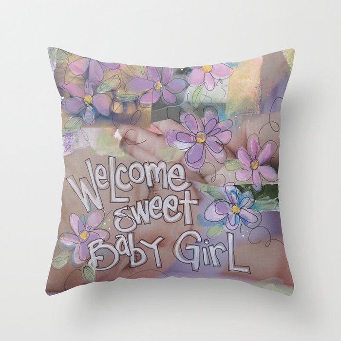 Sweet Baby Girl Throw Pillow By Maryklumpstudio Society6