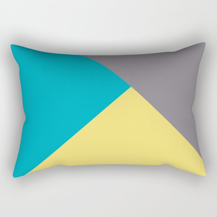 Blue-Green Yellow Gray Abstract Pattern 2021 Color of the Year AI Aqua 098-59-30 Rectangular Pillow