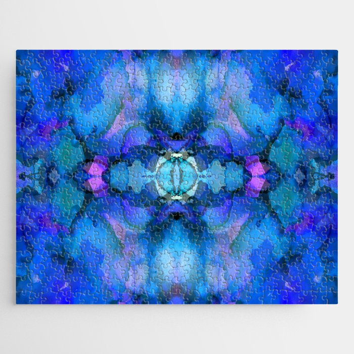 Indigo Blue Nebula Fractal  Jigsaw Puzzle