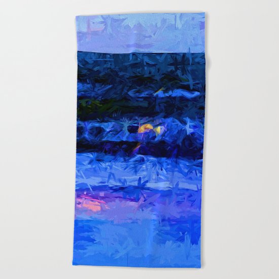 Wild Blue Sea under the Lavender Sky Beach Towel