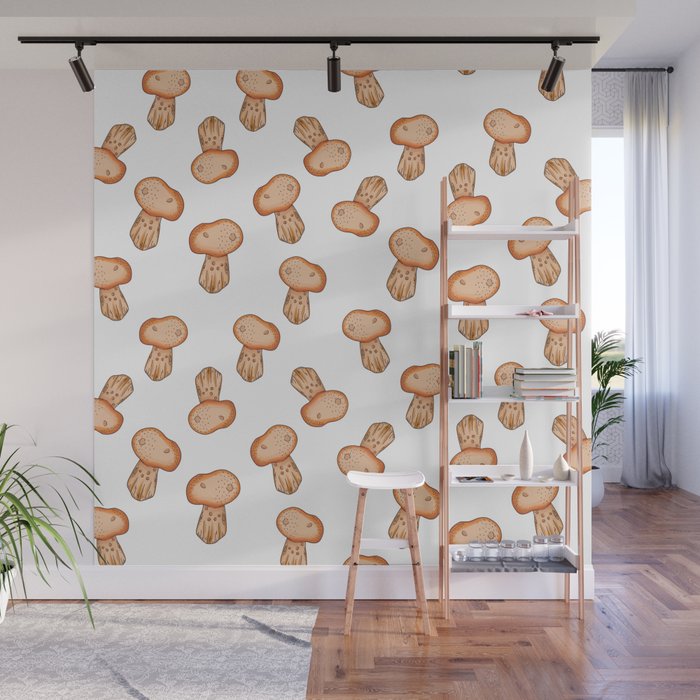 Cute Mushroom Lover Seamless Print Pattern Wall Mural