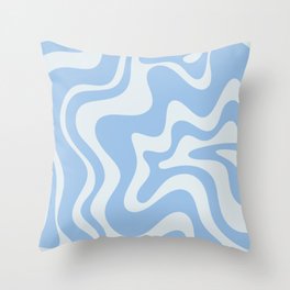 Retro Liquid Swirl Abstract Pattern in Powder Blue Throw Pillow