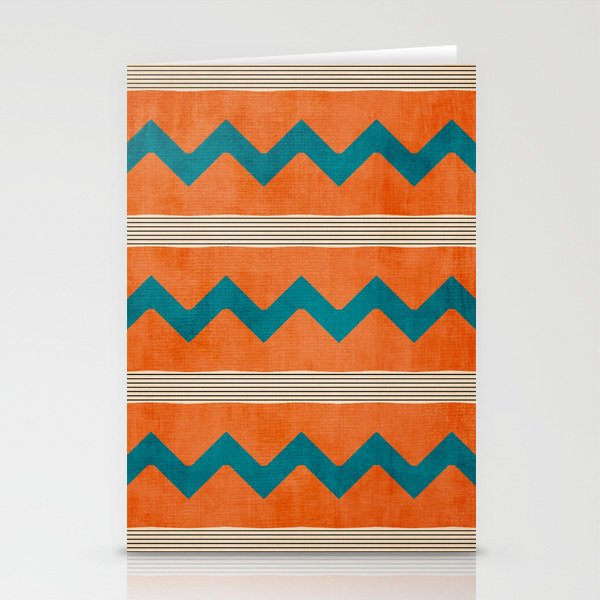 Teal Orange Chevrons Modern Artwork Stationery Cards
