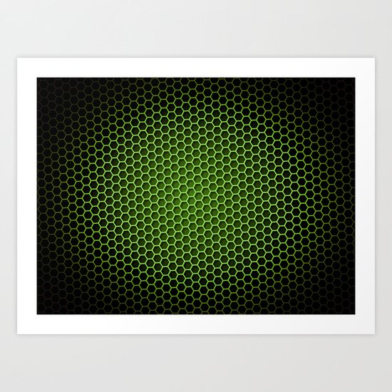 Honeycomb Background Green Art Print