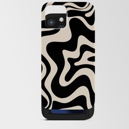 Retro Liquid Swirl Abstract in Black and Almond Cream  iPhone Card Case