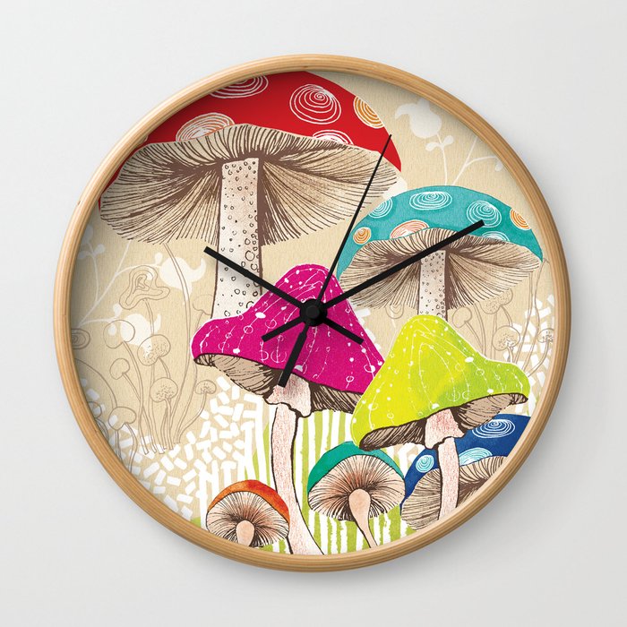 Magical Mushrooms Wall Clock