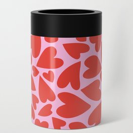 Red & Pink Warped Hearts Can Cooler
